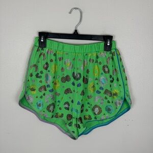 Queen Of Sparkles Lime Green Leopard PJ Shorts Size XS Glitter Cheetah Stretch